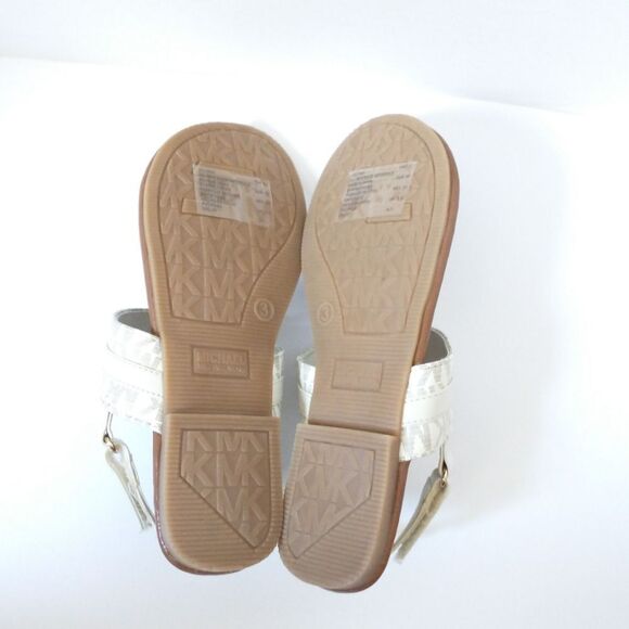 New! MICHAEL KORS Little Girls Jaliyah MK Logo T-Strap Sandals Shoe Vanilla NWOB - Picture 11 of 11
